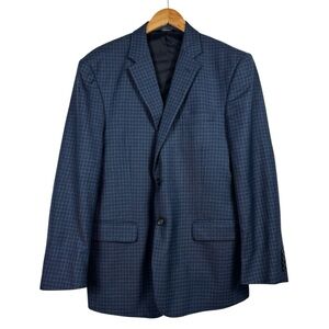 Jos. A. Bank Traveler Blue Plaid Wool Sport Coat Blazer Jacket Tailored Fit 43R
